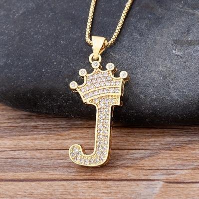 Crown Initial Pendant Necklace
