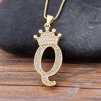 Crown Initial Pendant Necklace