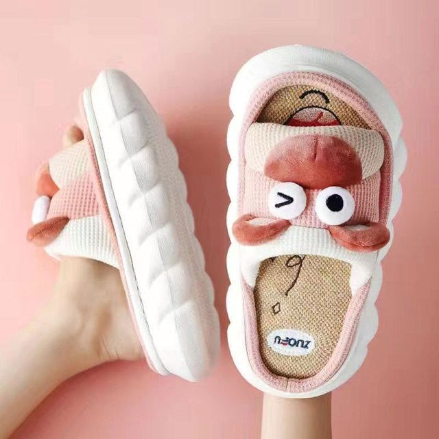 Cute Cartoon Lovely Animals Bedroom Cotton Home Shoes Indoor Thick Sole Couples Men Women