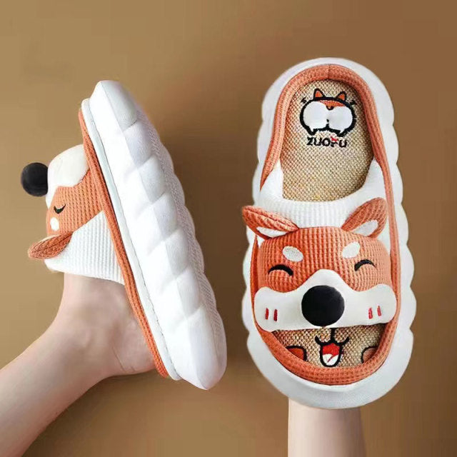 Cute Cartoon Lovely Animals Bedroom Cotton Home Shoes Indoor Thick Sole Couples Men Women