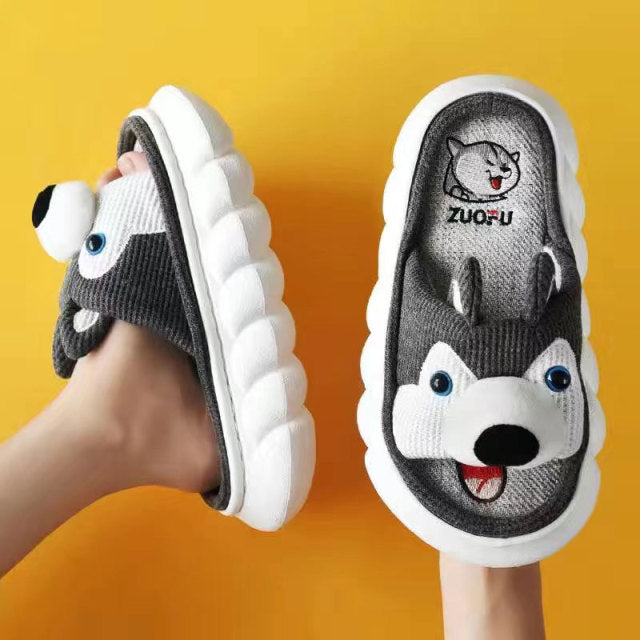 Cute Cartoon Lovely Animals Bedroom Cotton Home Shoes Indoor Thick Sole Couples Men Women