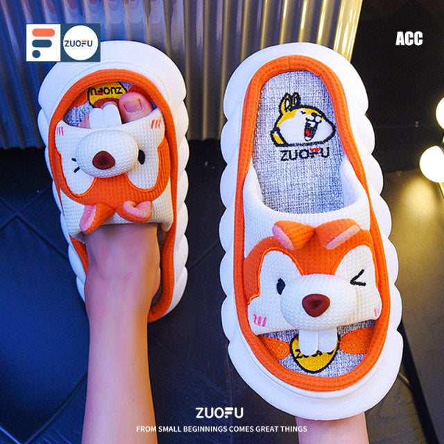 Cute Cartoon Lovely Animals Bedroom Cotton Home Shoes Indoor Thick Sole Couples Men Women