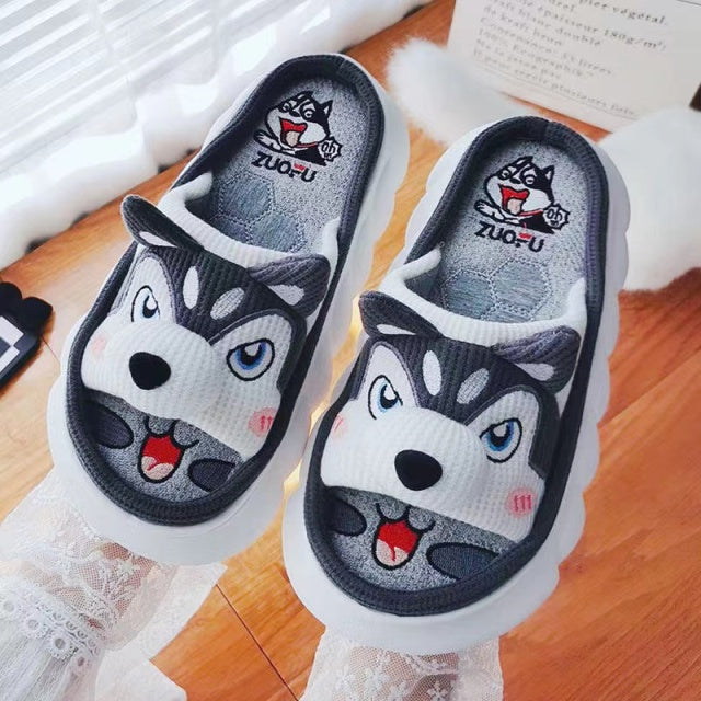 Cute Cartoon Lovely Animals Bedroom Cotton Home Shoes Indoor Thick Sole Couples Men Women